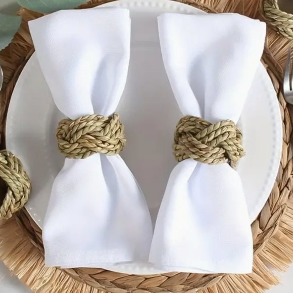 Set of 6 Nautical Knot Straw Napkin Rings • Fall Western Thanksgiving • Gift - Picture 1 of 5